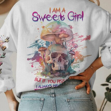 I AM A SWEET GIRL MUSHROOMS SKULL ALL OVER PRINT - YHHG0202231
