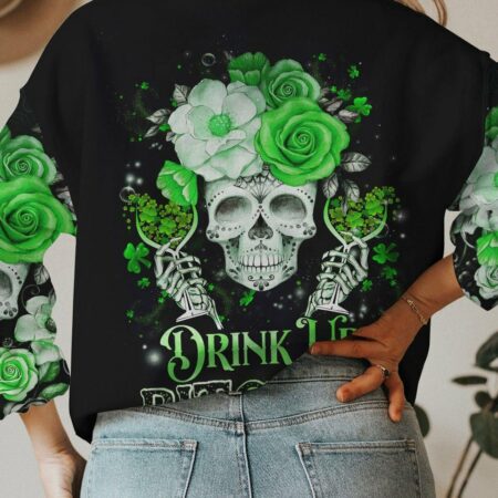 DRINK UP B SUGAR SKULL ROSE PATRICK'S DAY ALL OVER PRINT - TLNZ3001231