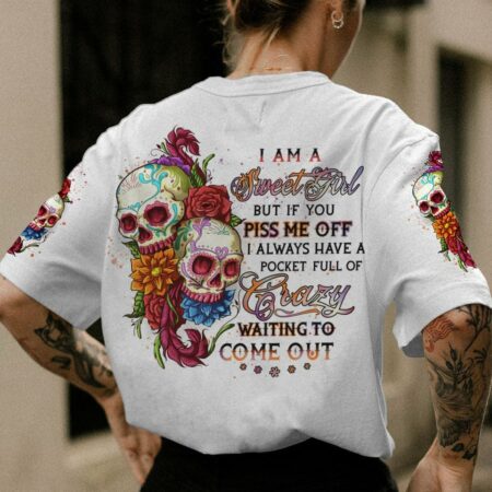 I AM A SWEET GIRL FLOWER SKULL ALL OVER PRINT - YHHN3001231