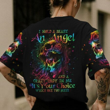 I HOLD A BEAST AN ANGEL SKULL GIRL TIE DYE ALL OVER PRINT - TLNO0103231