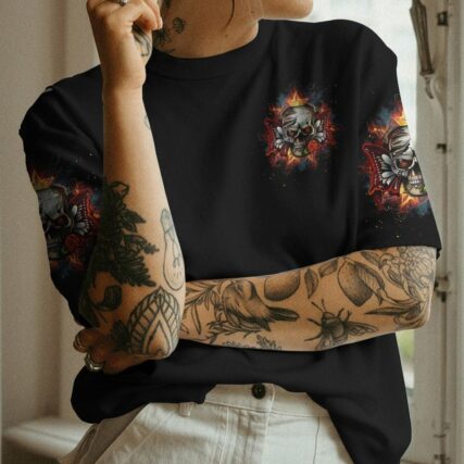 DON'T TRY TO FIGURE ME OUT SKULL BUTTERFLY ALL OVER PRINT - TLTW2303234