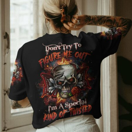 DON'T TRY TO FIGURE ME OUT SKULL BUTTERFLY ALL OVER PRINT - TLTW2303234