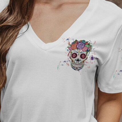 INKED MAMA FLOWER SUGAR SKULL ALL OVER PRINT - TLTW2302233
