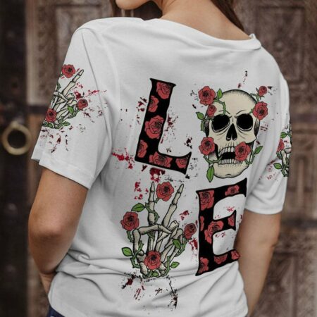 LOVE SKULL ROSE ALL OVER PRINT - TLTW0803232