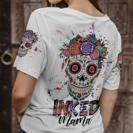 INKED MAMA FLOWER SUGAR SKULL ALL OVER PRINT - TLTW2302233