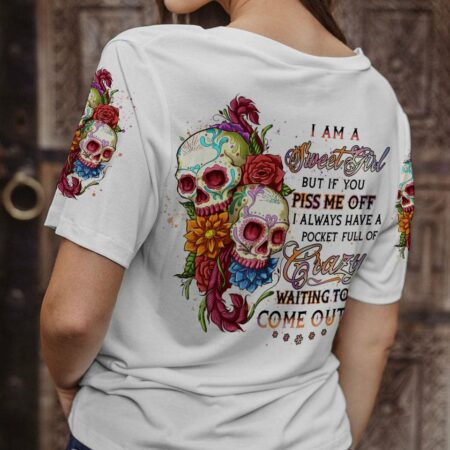 I AM A SWEET GIRL FLOWER SKULL ALL OVER PRINT - YHHN3001231