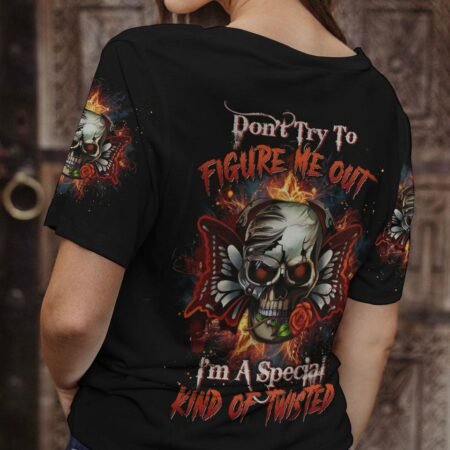 DON'T TRY TO FIGURE ME OUT SKULL BUTTERFLY ALL OVER PRINT - TLTW2303234