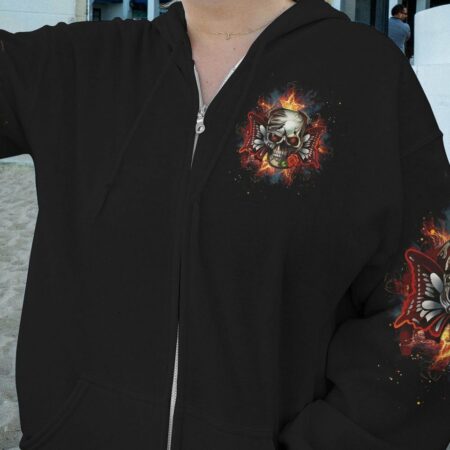 DON'T TRY TO FIGURE ME OUT SKULL BUTTERFLY ALL OVER PRINT - TLTW2303234