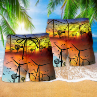 Wind Turbines A Green Planet Is A Clean Planet Peace Life - Beach Short - Owl Ohh - Owl Ohh