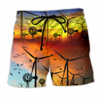 Wind Turbines A Green Planet Is A Clean Planet Peace Life - Beach Short - Owl Ohh - Owl Ohh