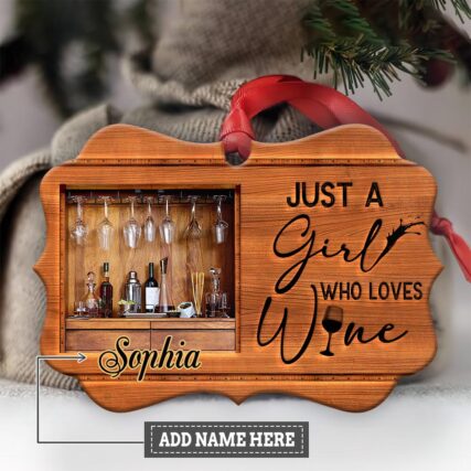 Wine Lover Christmas Cool Personalized - Horizontal Ornament - Owl Ohh - Owl Ohh