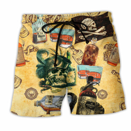 Wine And Skull My Life Cool - Beach Short - Owl Ohh - Owl Ohh