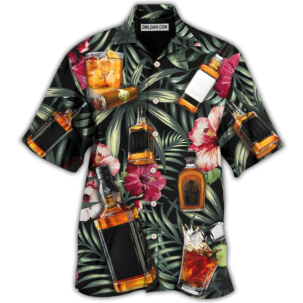 Wine Bourbon Tropical Leaf - Hawaiian Shirt - Owl Ohh - Owl Ohh