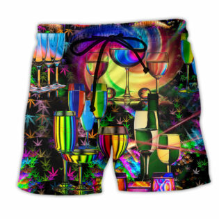 Wine Do Something To Stay Happy And Chill Color - Beach Short - Owl Ohh - Owl Ohh