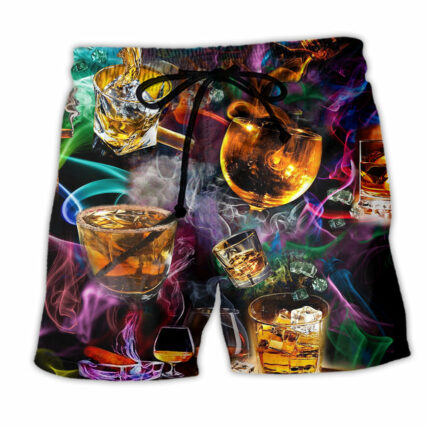 Wine Enjoy Special Drink At Night Fire - Beach Short - Owl Ohh - Owl Ohh
