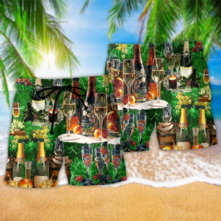 Wine Lover Green Colors - Beach Short - Owl Ohh - Owl Ohh