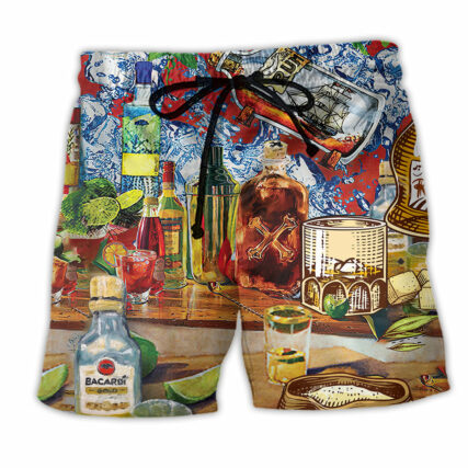 Wine Strong Like Rum Better With Rum - Beach Short - Owl Ohh - Owl Ohh