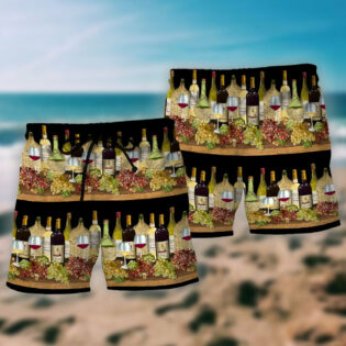 Wine Tasking Border Stripe - Beach Short - Owl Ohh - Owl Ohh