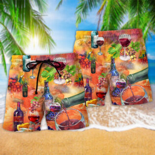 Wine Working From Nine To Wine Grape - Beach Short - Owl Ohh - Owl Ohh