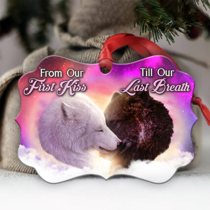 Wolf Couple Love Life - Horizontal Ornament - Owl Ohh - Owl Ohh