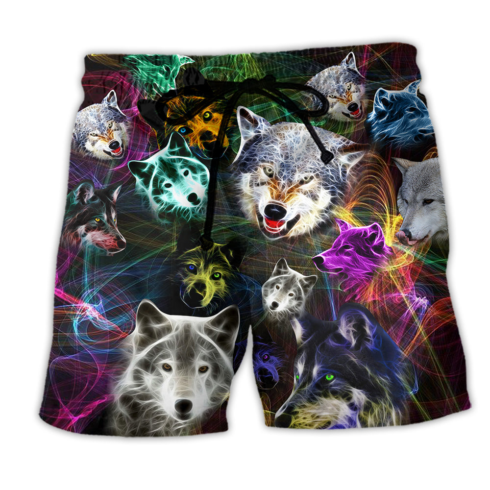 Wolf Brave Wolves Color - Beach Short - Owl Ohh - Owl Ohh