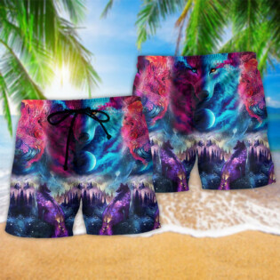 Wolf Colorful Loves Night Mysterious - Beach Short - Owl Ohh - Owl Ohh