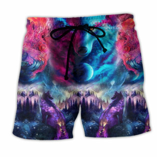 Wolf Colorful Loves Night Mysterious - Beach Short - Owl Ohh - Owl Ohh