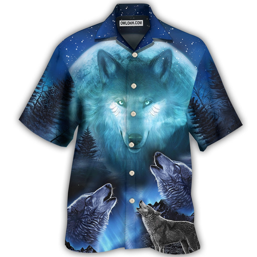 Wolf Gray And Blue - Hawaiian Shirt - Owl Ohh - Owl Ohh