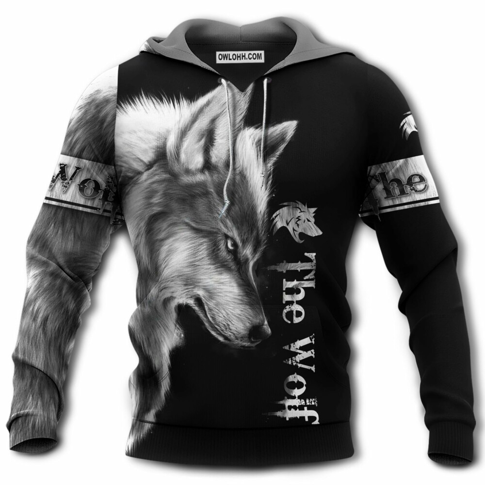 Wolf Grey Love The Moon Black Style - Hoodie - Owl Ohh - Owl Ohh