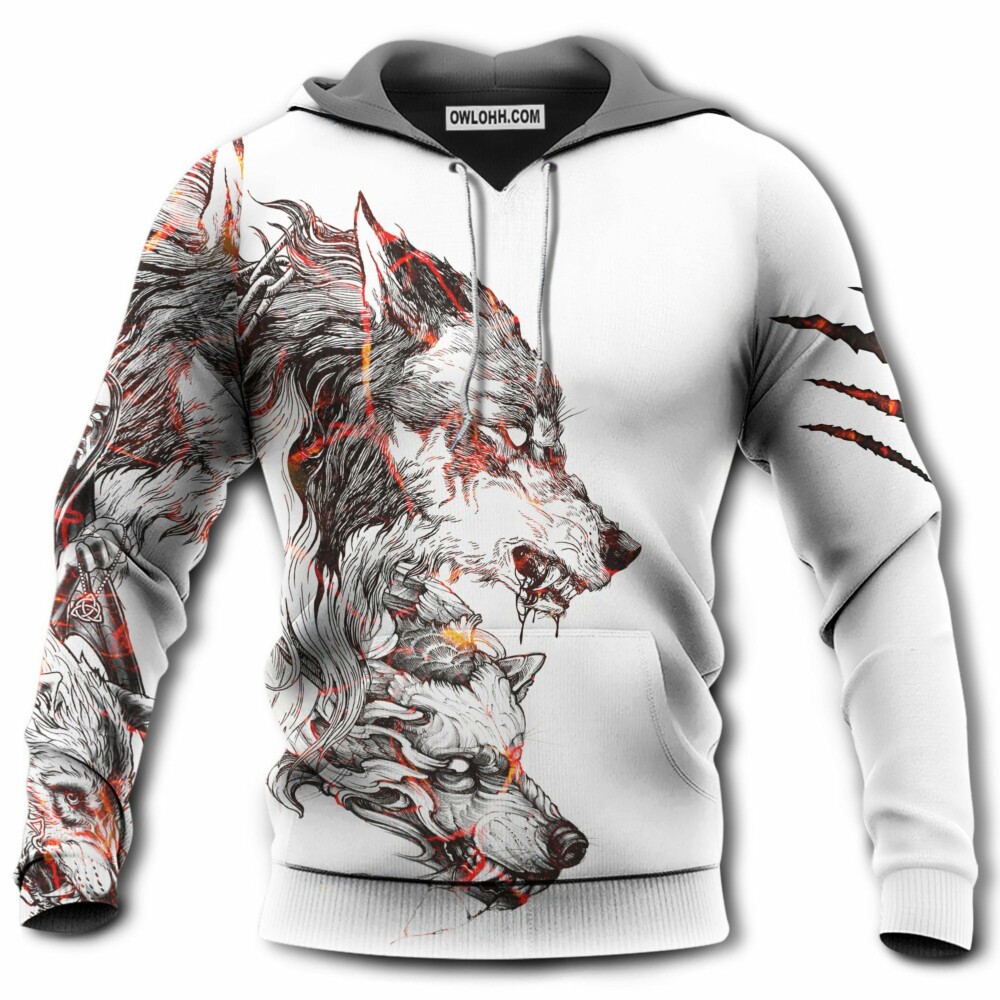 Wolf Tattoo Wolf With Red Blood Color - Hoodie - Owl Ohh - Owl Ohh