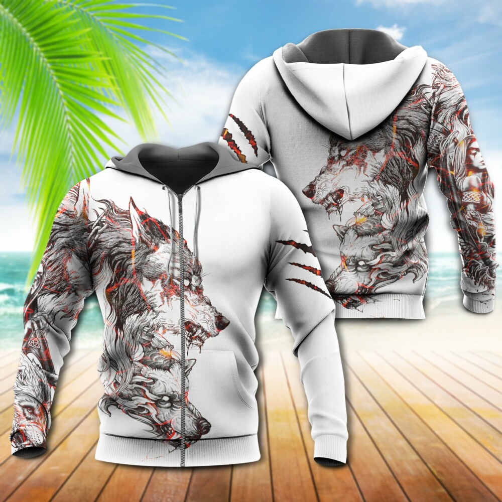 Wolf Tattoo Wolf With Red Blood Color - Hoodie - Owl Ohh - Owl Ohh