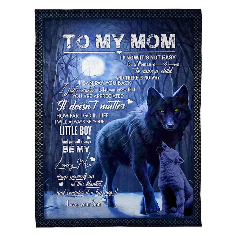Wolf To My Loving Mom Little Boy - Flannel Blanket - Owl Ohh - Owl Ohh
