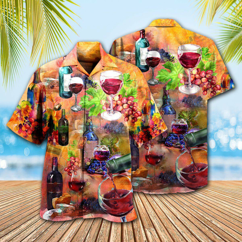 Wine Working From Nine To Wine - Hawaiian Shirt - Owl Ohh - Owl Ohh