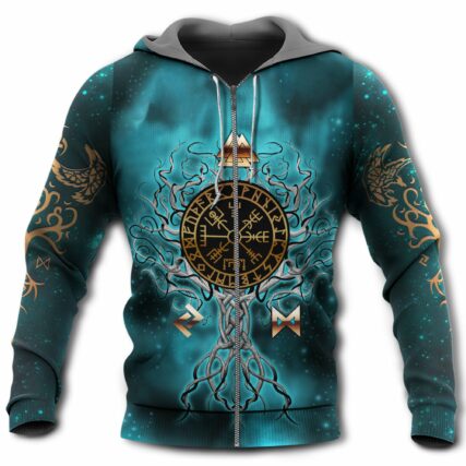 Yggdrasil - Norse Tree Of Life Viking With Blue - Hoodie - Owl Ohh - Owl Ohh