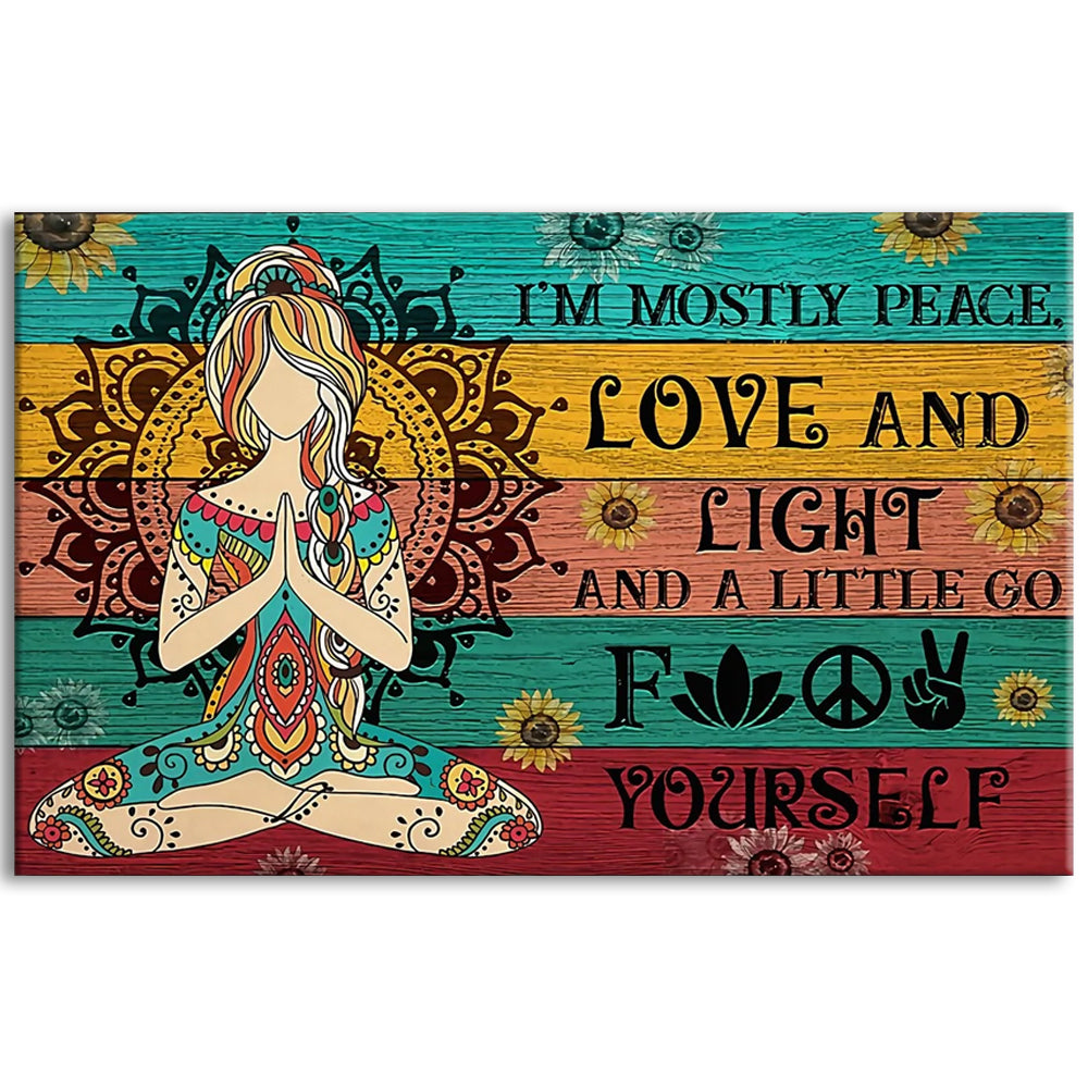 Yoga I Am Mostly Peace - Horizontal Poster - Owl Ohh - Owl Ohh