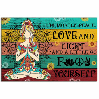 Yoga Love Peace I'm Mostly Peace - Horizontal Poster - Owl Ohh - Owl Ohh