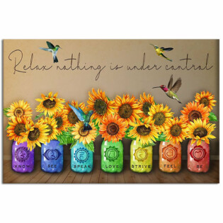 Yoga Love Peace Sunflower Hummingbird - Horizontal Poster - Owl Ohh - Owl Ohh