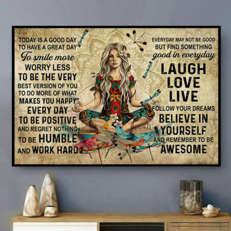 Yoga Love Peace Today Is A Good Day - Horizontal Poster - Owl Ohh - Owl Ohh