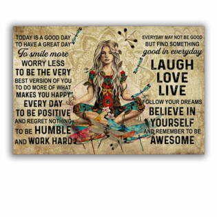 Yoga Love Peace Today Is A Good Day - Horizontal Poster - Owl Ohh - Owl Ohh