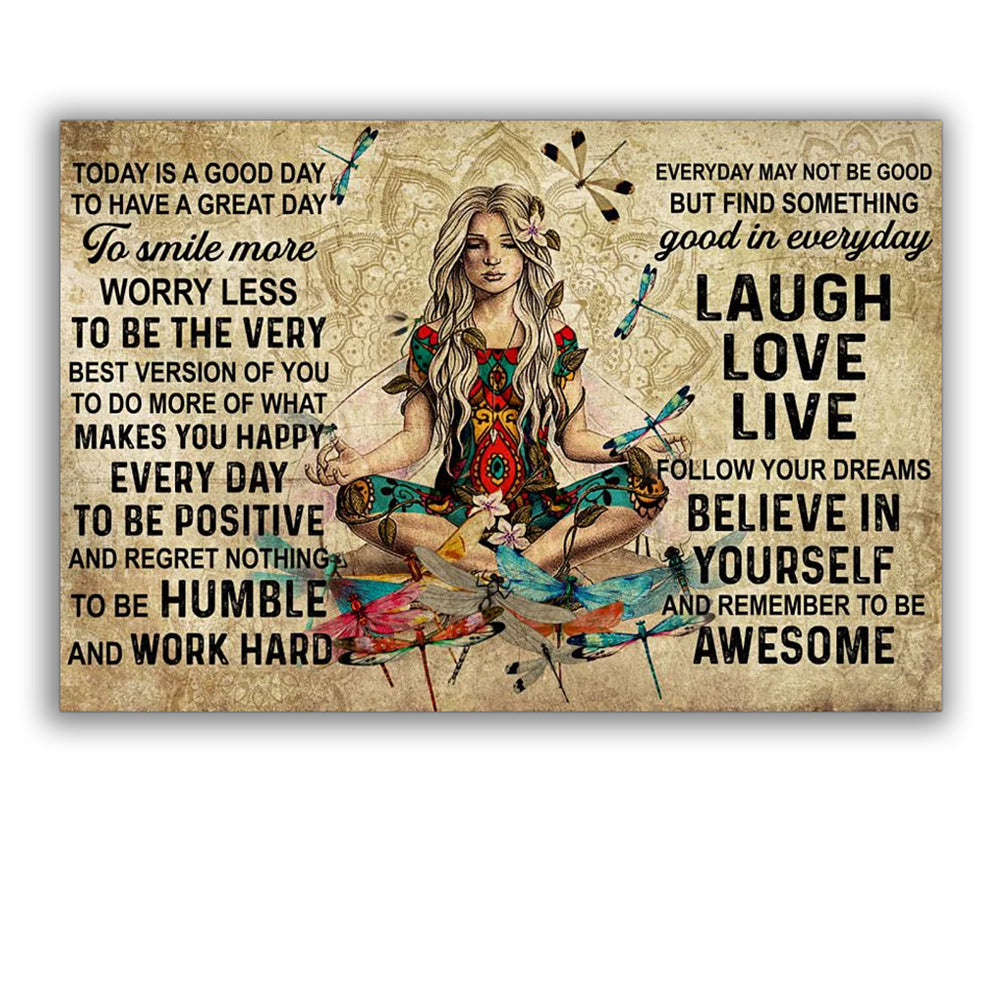 Yoga Love Peace Today Is A Good Day - Horizontal Poster - Owl Ohh - Owl Ohh