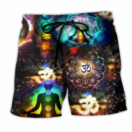 Yoga Meditate Love Om Colorful - Beach Short - Owl Ohh - Owl Ohh