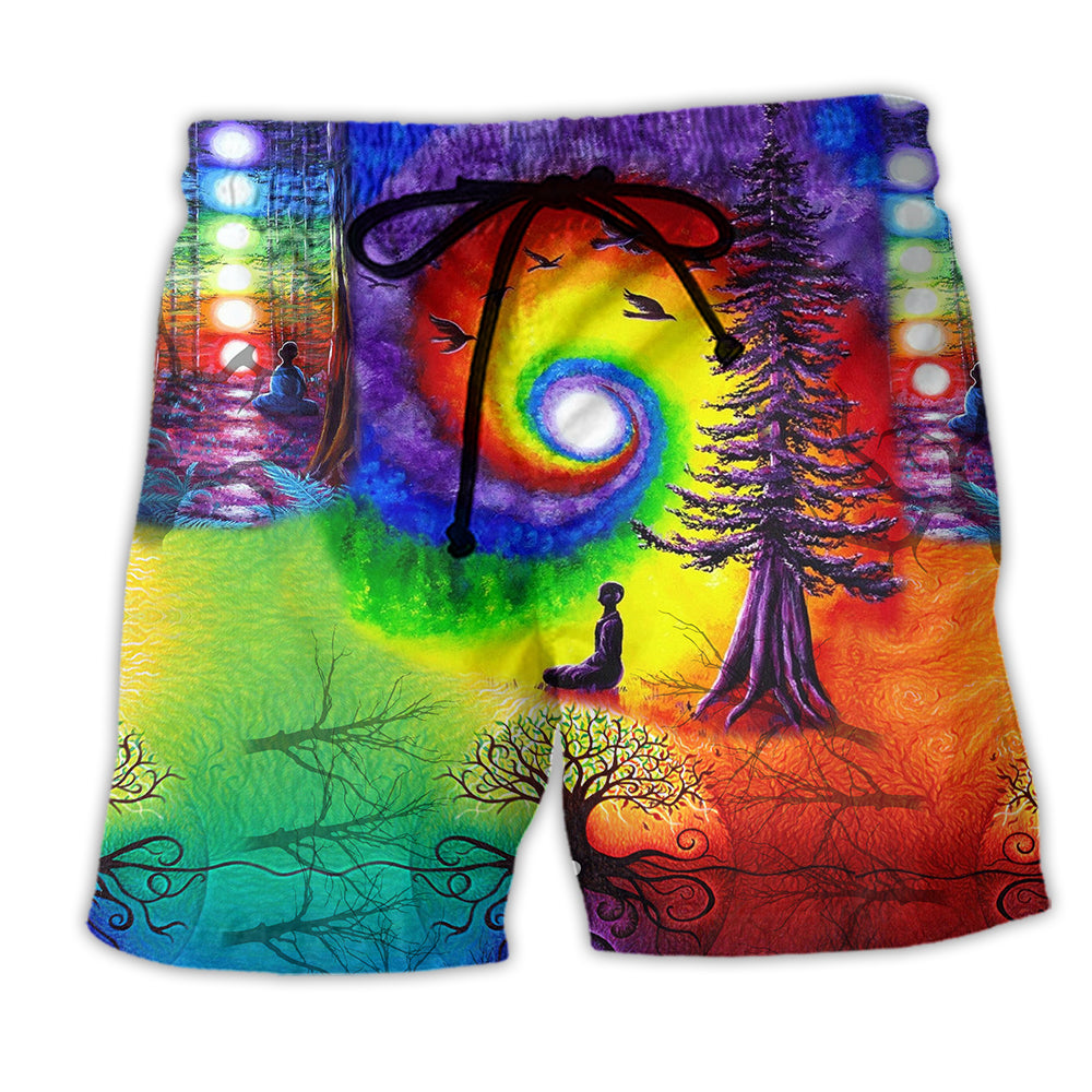 Yoga Meditation Is Being In Tune With Your Inner Universe Color - Beach Short - Owl Ohh - Owl Ohh