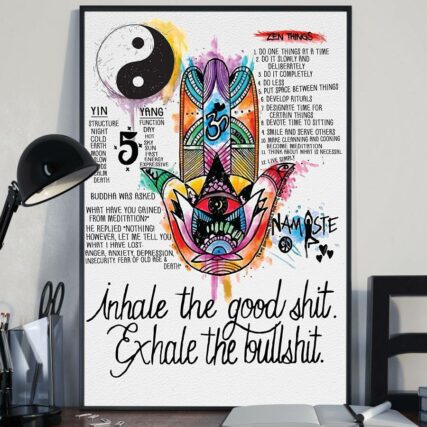 Yoga Namaste Hand Exhale The Bullshit - Vertical Poster - Owl Ohh - Owl Ohh