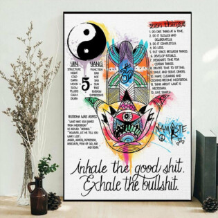 Yoga Namaste Hand Exhale The Bullshit - Vertical Poster - Owl Ohh - Owl Ohh