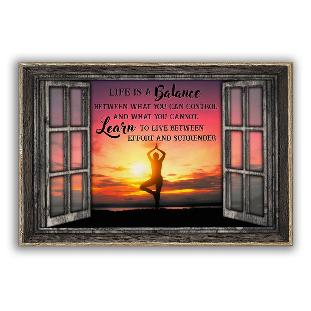 Yoga Life Is A Balance Learn To Live - Horizontal Poster - Owl Ohh - Owl Ohh