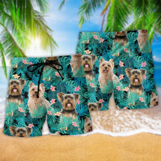 Yorkshire Terrier Tropical Floral - Beach Short - Owl Ohh - Owl Ohh