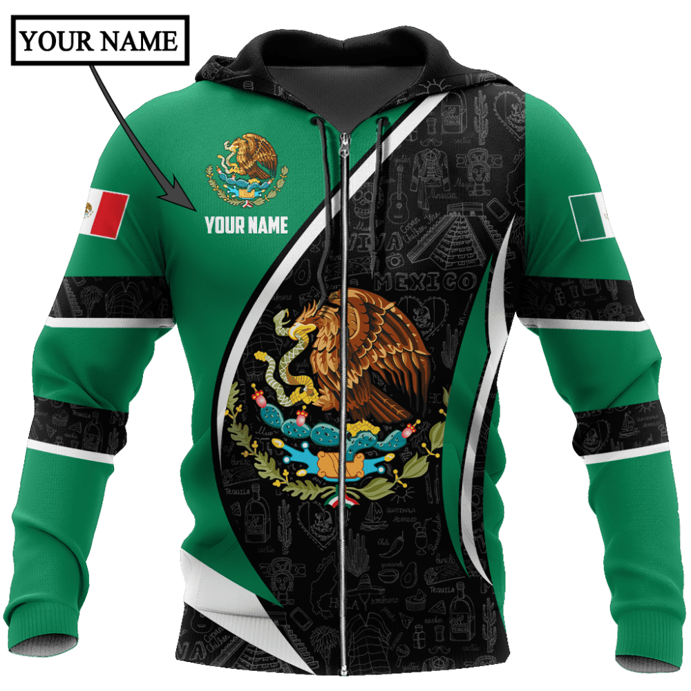 Persionalized Mexico 3D All Over Printed Unisex Hoodie