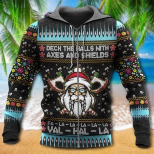 Viking Christmas Deck The Halls With Axes And Shields - Hoodie - Owl Ohh - Owl Ohh