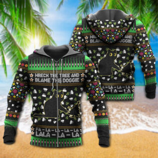 Black Cat Wreck The Tree And Blame The Doggie Merry Christmas - Hoodie - Owl Ohh - Owl Ohh