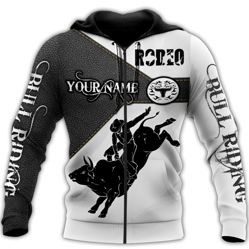 Personalized Name Bull Riding Hoodie Printed Unisex Shirts Black Rodeo